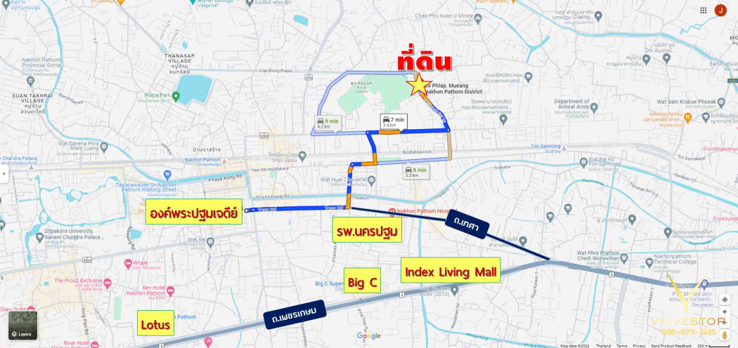 ขาย ที่ดินแปลงมุม บ่อพลับ นครปฐม ทหารบก ซอย 14 แปลงมุม 345.8 ตรว